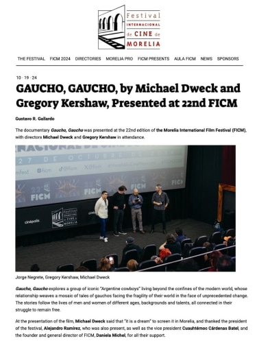 GAUCHO, GAUCHO, by Michael Dweck and Gregory Kershaw, Presented at 22nd FICM