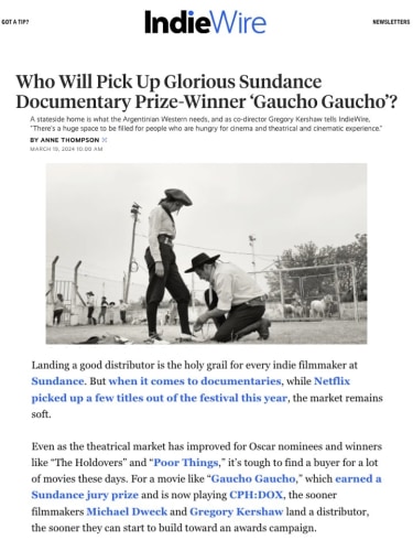 Who Will Pick Up Glorious Sundance Documentary Prize-Winner ‘Gaucho Gaucho’?