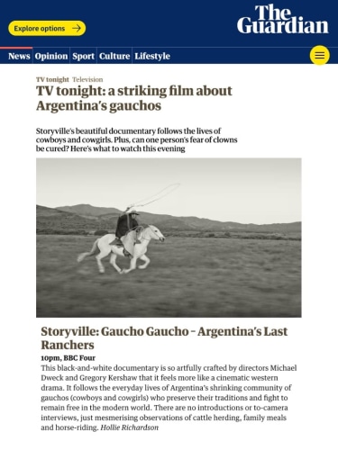 TV tonight: a striking film about Argentina’s gauchos