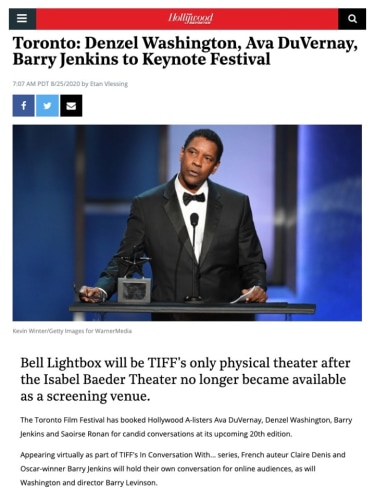 Toronto: Denzel Washington, Ava DuVernay, Barry Jenkins to Keynote Festival