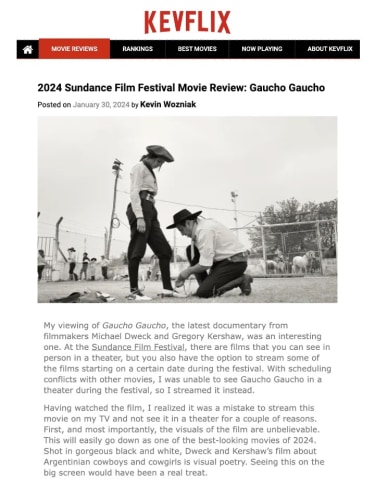 2024 Sundance Film Festival Movie Review: Gaucho Gaucho