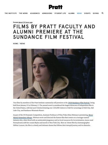 Films by Pratt Faculty and Alumni Premiere at the Sundance Film Festival
