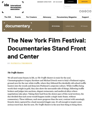The New York Film Festival: Documentaries Stand Front and Center