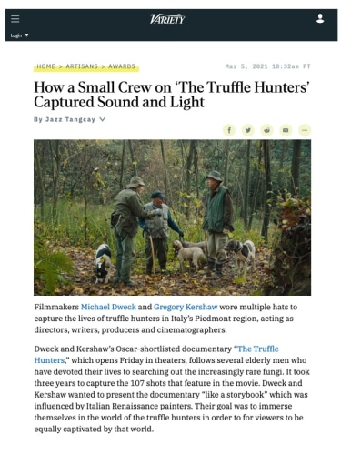 How a Small Crew on ‘The Truffle Hunters’ Captured Sound and Light