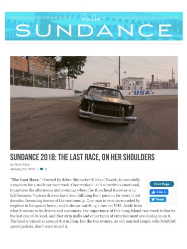SUNDANCE 2018: THE LAST RACE, ON HER SHOULDERS