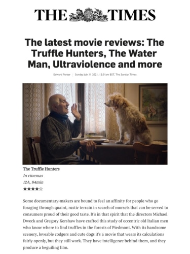 The latest movie reviews: The Truffle Hunters, The Water Man, Ultraviolence and more