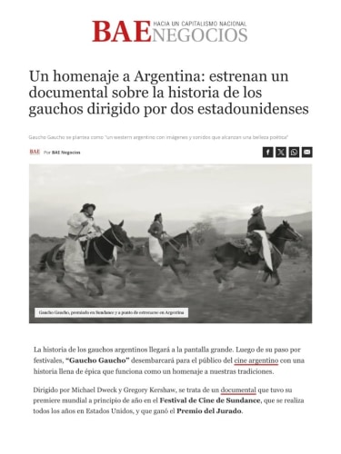 Un homenaje a Argentina: estrenan un documental sobre la historia de los gauchos dirigido por dos estadounidenses