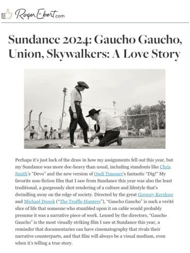 Sundance 2024: Gaucho Gaucho, Union, Skywalkers: A Love Story