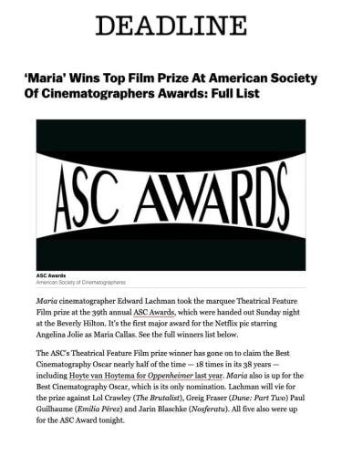 American Society Of Cinematographers Awards