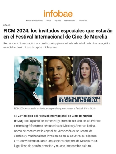 FICM 2024: los invitados especiales que estarán en el Festival Internacional de Cine de Morelia