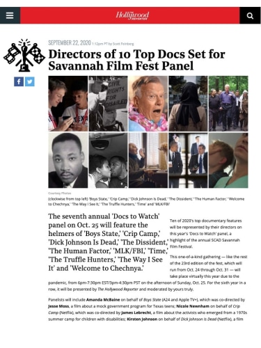 Directors of 10 Top Docs Set for Savannah Film Fest Panel