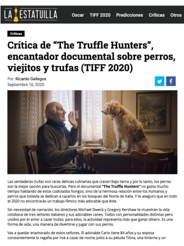 Crítica de “The Truffle Hunters”, encantador documental sobre perros, viejitos y trufas (TIFF 2020)