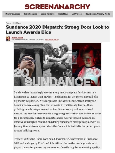 Sundance 2020 Dispatch: Strong Docs Look to Launch Awards Bids