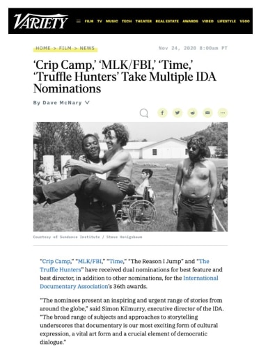 ‘Crip Camp,’ ‘MLK/FBI,’ ‘Time,’ ‘Truffle Hunters’ Take Multiple IDA Nominations