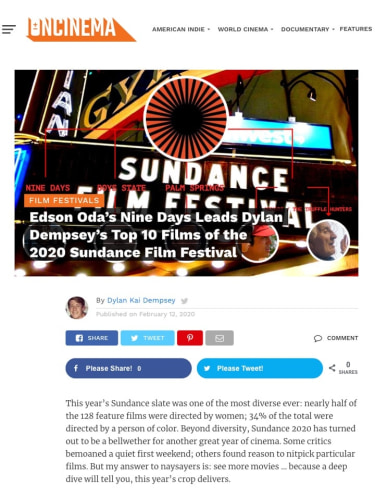 Edson Oda’s Nine Days Leads Dylan Dempsey’s Top 10 Films of the 2020 Sundance Film Festival
