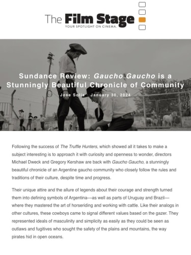 Sundance Review: Gaucho Gaucho is a Stunningly Beautiful Chronicle of Community