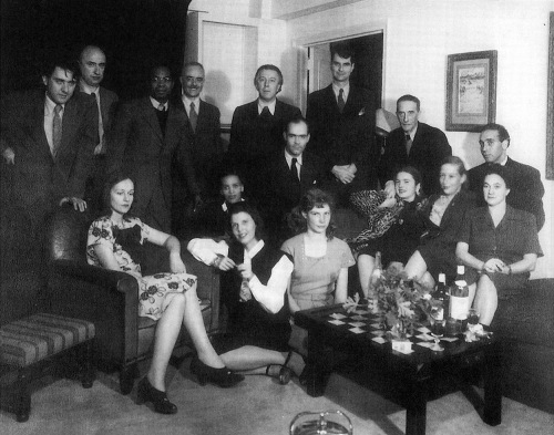 Reception at Henry Seyrig&amp;#39;s home including Sonja Sekula (front center), Andr&amp;eacute; Breton, Roberto Matta, Yves Tanguy, and Marcel Duchamp among others, New York, 1943