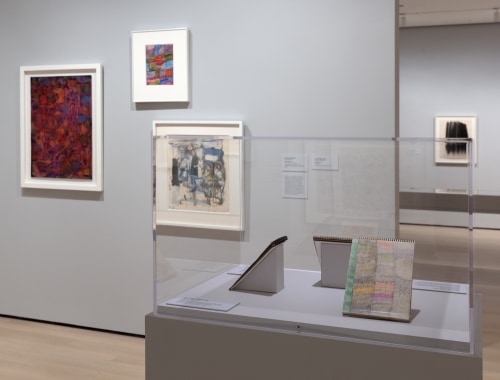 Installation view of Degree Zero: Drawing at Midcentury, Sekula works in collection of Museum of Modern Art, New York, 2020-2021