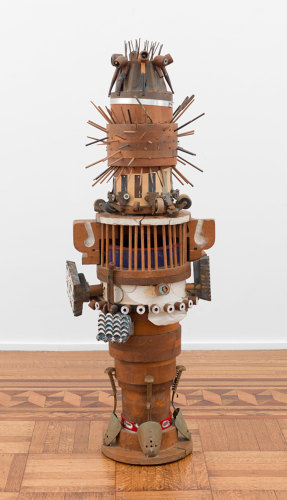 Noah Purifoy, "Totem", circa 1966, mixed media assemblage, 56 by 19 inches