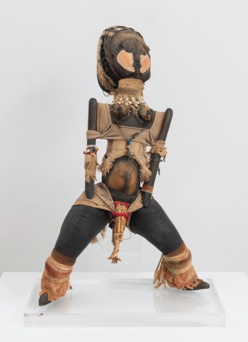 John Outterbridge, "Tribal Piece, Ethnic Heritage Series", c. 1978-1982, mixed media, 30-1/2 x 16 x 9 inches