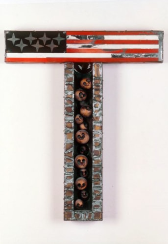 John Outterbridge, "Traditional Hang-Up, Containment Series", 1969, mixed media, 30 by 25 by 3 inches