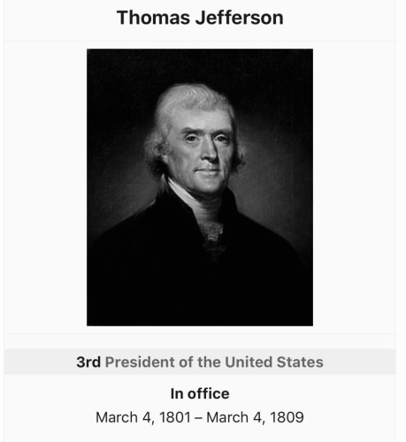 Portrait of  Thomas Jefferson