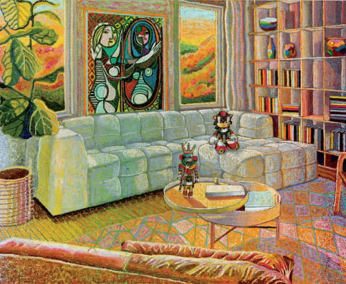 JJ Manford, Living Room with Picasso Poster, Shadow, & Kachina Doll, 2023