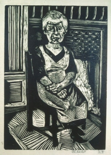 Illustration 18, Artist&amp;#39;s Mother
Untitled, RBWWdC 0101-23-1, 1923
Oil Based Printers Ink/ Woodcut
on Japanese Paper
H:&amp;nbsp;​7 7/8 x W: 5 11/16 inches