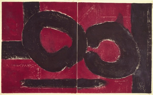 Untitled, PP 2093, c.1972
Water Soluble Printer&amp;rsquo;s Ink and Casein
on Handmade Japanese Paper
H:&amp;nbsp;25 1/8 x W: 40 5/8 inches