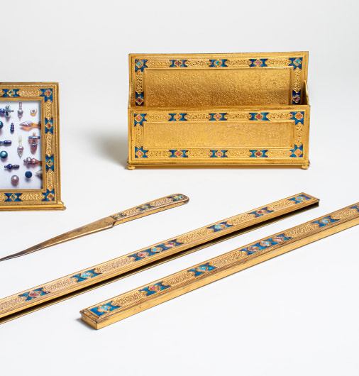 Rare Enameled Desk Set