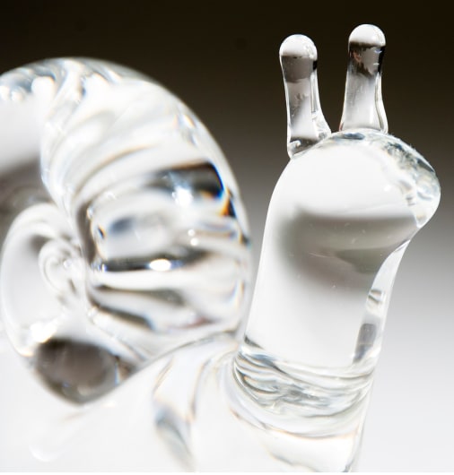 american crystal glass hand cooler by steuben in the form of a snail 