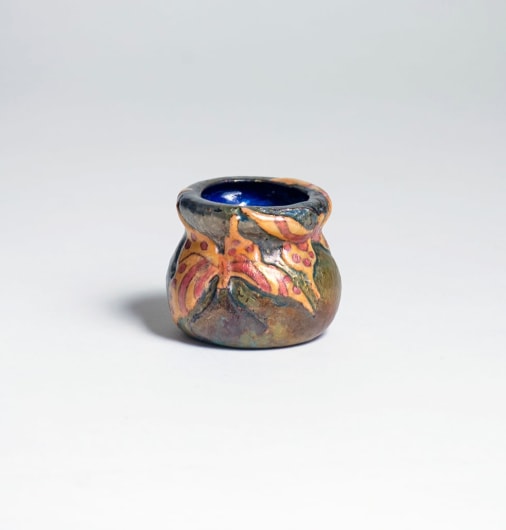 Rare Enamel on Copper Vase