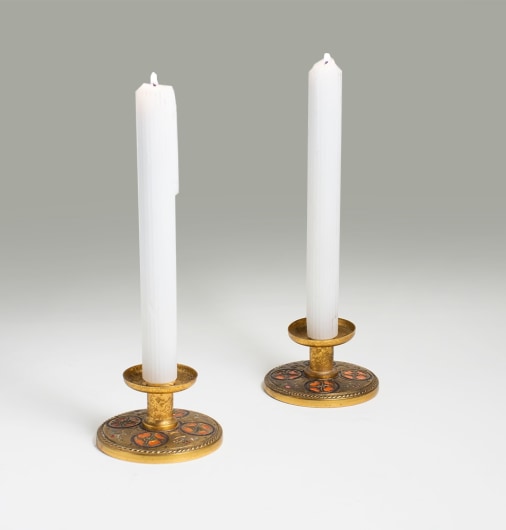Candlesticks with Enamel Decoration