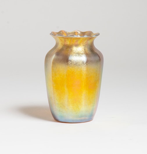Gold Iridescent Favrile Glass Vase