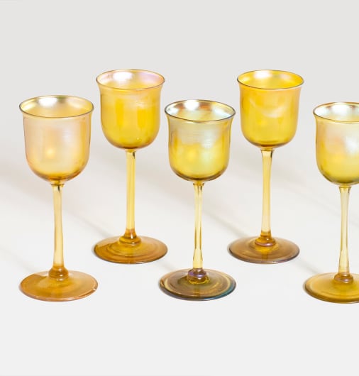 Gold Favrile Glass Liqueur Glasses