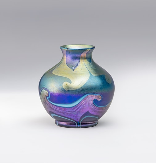Early Decorated Blue Iridescent Cabinet Vase