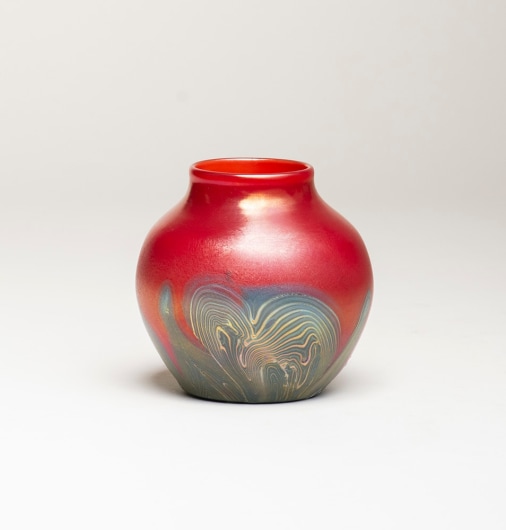 Decorated Red Cabinet Vase