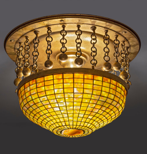 Ceiling Fixture with Gold Iridescent Turtle Back Tile