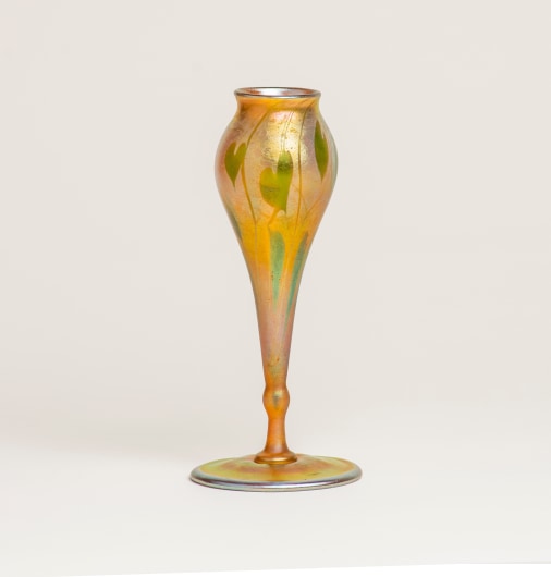 Miniature Decorated Gold Iridescent Flower Form Vase