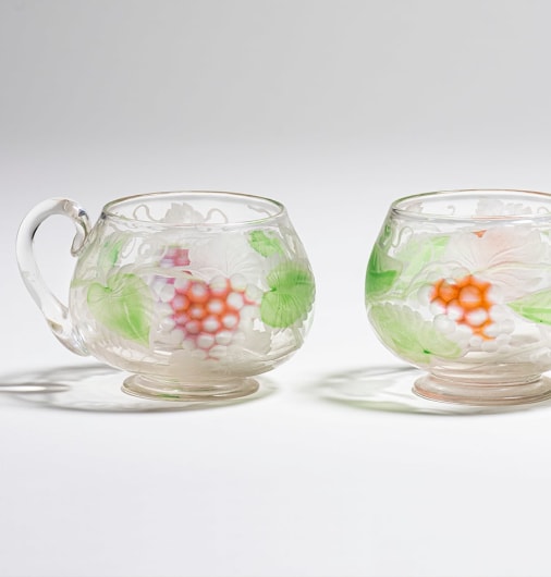 Favrile Glass Punch Glasses with Intaglio Decoration