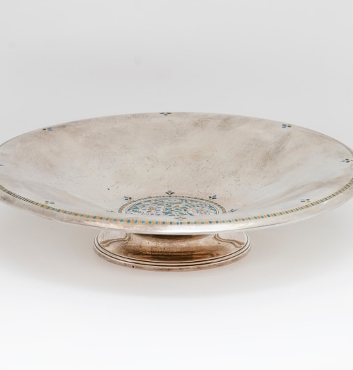 Enameled Sterling Silver Dish