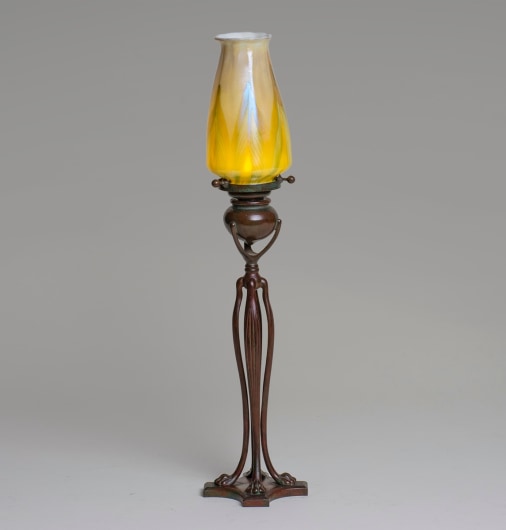 Candle Lamp with Decorated Favrile Glass Shade