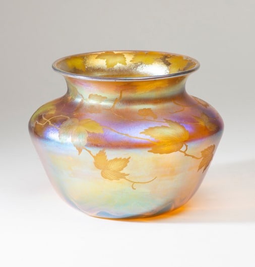 Gold Iridescent Vase with Intaglio Decoration