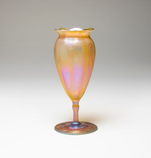 Ruffled Gold Iridescent Flower Form Vase