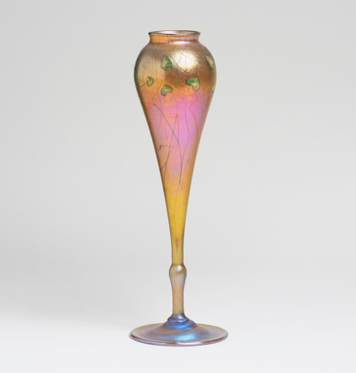 Decorated Gold Iridescent Favrile Glass Flower Form