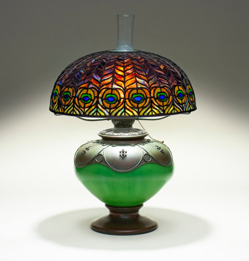 Rare Early Peacock Table Lamp