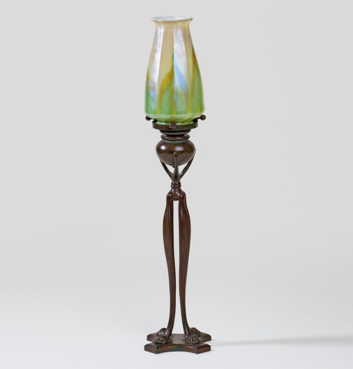 Candle Lamp with Decorated Favrile Glass Shade