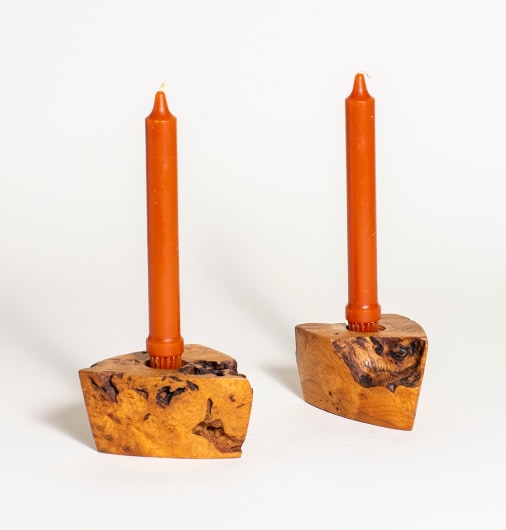 Pair of Burl Candle Holders