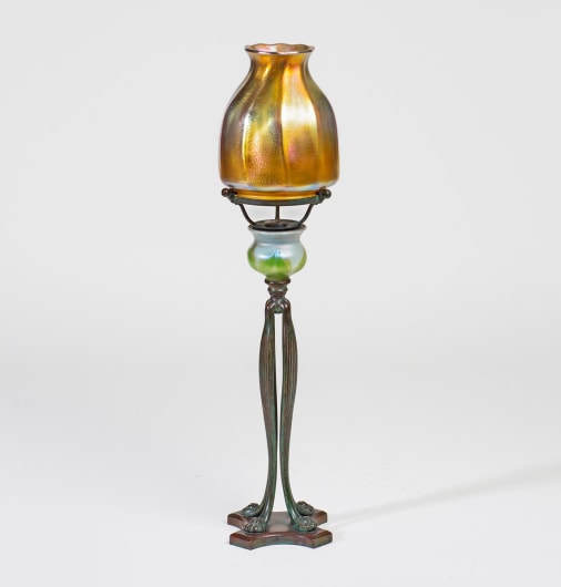 Candle Lamp with Favrile Glass Shade