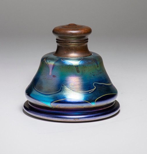 Rare Bronze Mounted Favrile Glass Inkwell